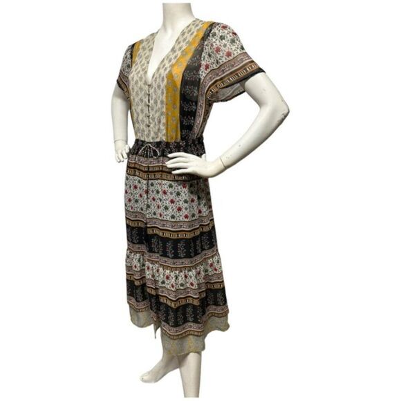 ANTHROPOLOGIE One September Provencal Midi Peasant Boho Dress Embroidered XS S - Picture 7 of 13